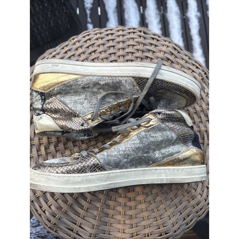 P448 Gold Metallic Sequins US 12 M Women's Sneakers Purple High top Silver